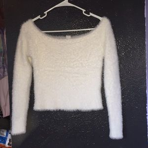 White H&M Fuzzy Crop Long Sleeve